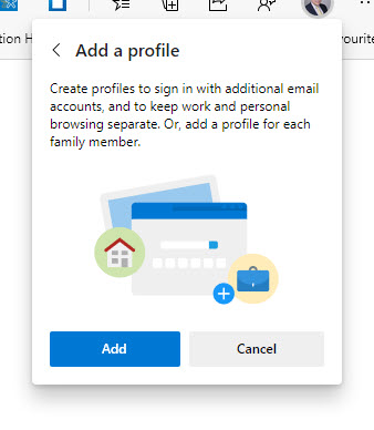 The Microsoft Edge browser supports multiple profiles